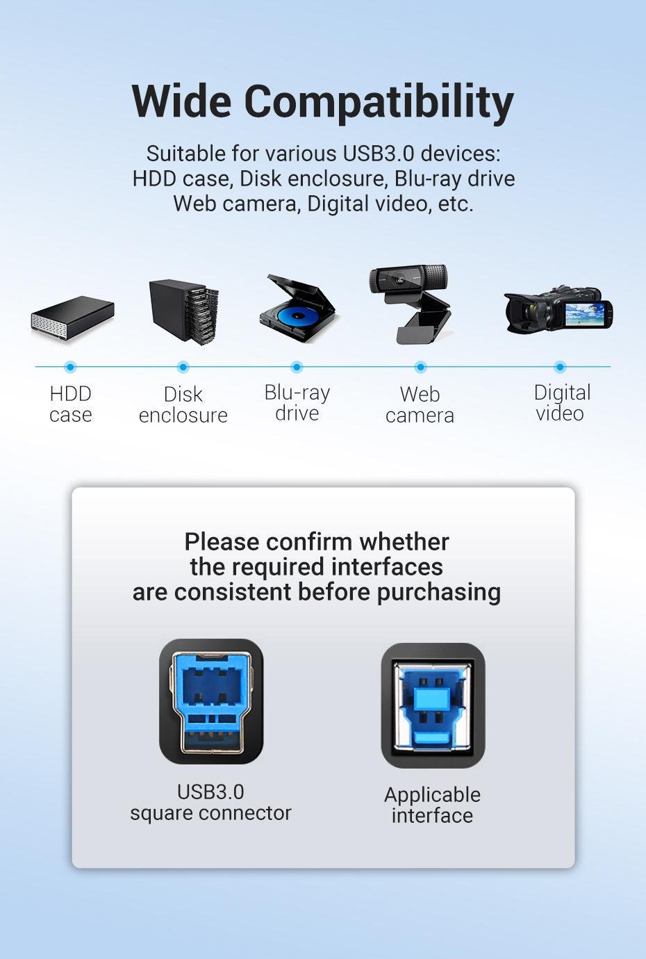 Кабель для принтера Vention USB-USB Type-B 3.0 5 Гбит/с 2A USB-A 3.0 на USB-B 3.0 1 м Черный (COOBF) - фото 3 Кабель для принтера Vention USB-USB Type-B 3.0 5 Гбит/с 2A USB-A 3.0 на USB-B 3.0 1 м Черный (COOBF) - фото 3