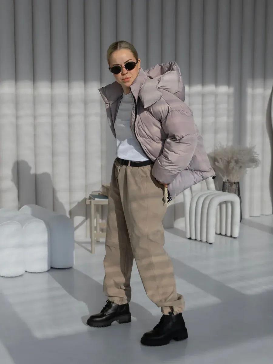 Пуховик жіночий Quadro зимовий до -15°С з капюшоном оверсайз L/XL Світло-сірий (26531/4/2) - фото 7