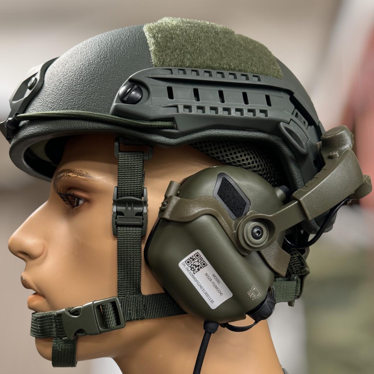 Наушники активные Earmor M32X MOD4 с креплением на шлем и оголовьем Олива (245517) - фото 8