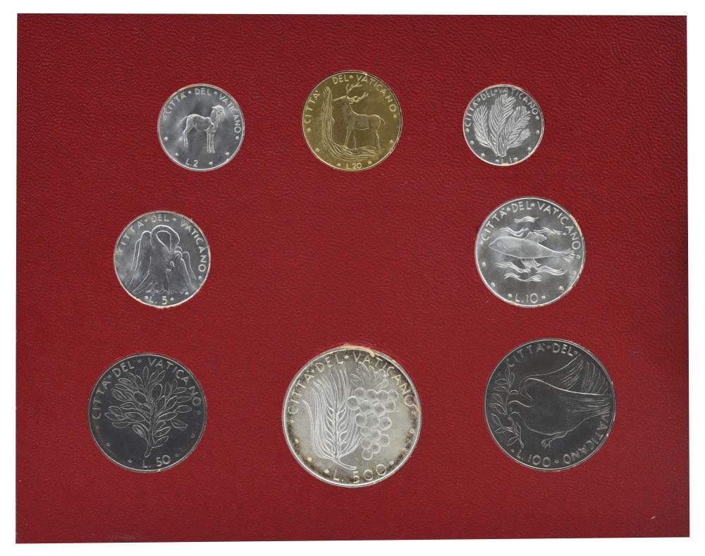Коллекционные монеты Ватикан 8 шт. 1970 AU-UNC 1/2/5/10/20/50/100/500 серебро лир (М22385) Коллекционные монеты Ватикан 8 шт. 1970 AU-UNC 1/2/5/10/20/50/100/500 серебро лир (М22385)