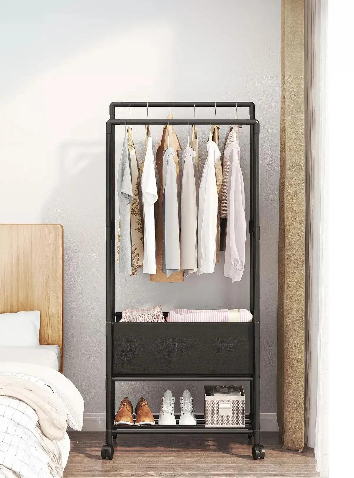 Вешалка на колесах для вещей и обуви Черный (33486)