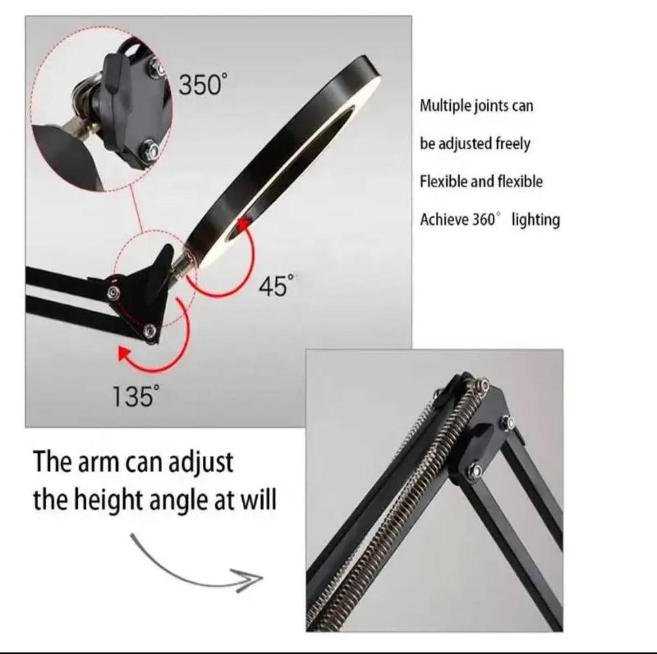 Лампа-лупа 2в1 FS-075 на 12 Вт підлогова та з кріпленням до столу Чорний - фото 2 Лампа-лупа 2в1 FS-075 на 12 Вт підлогова та з кріпленням до столу Чорний - фото 2
