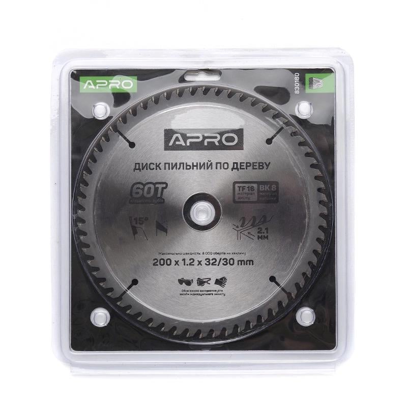 Диск пильный по дереву Apro 200х32/30х60T (830180) - фото 2 Диск пильный по дереву Apro 200х32/30х60T (830180) - фото 2