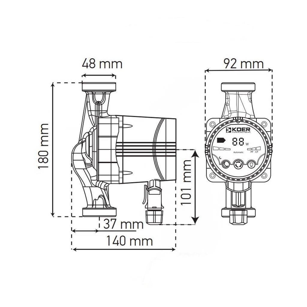 Насос циркуляционный энергосберегающий KOER KP.N25/6-180 KP0247 43 Вт 1 1/2" (81146) - фото 2