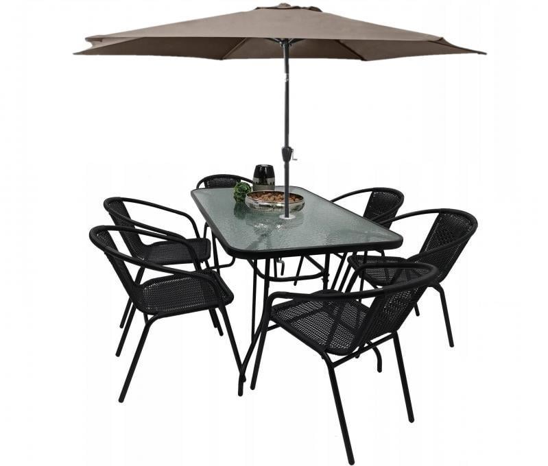 Комплект садовой мебели JUMI Kontrast Boston Beige-6 стол/6 стульев/зонт