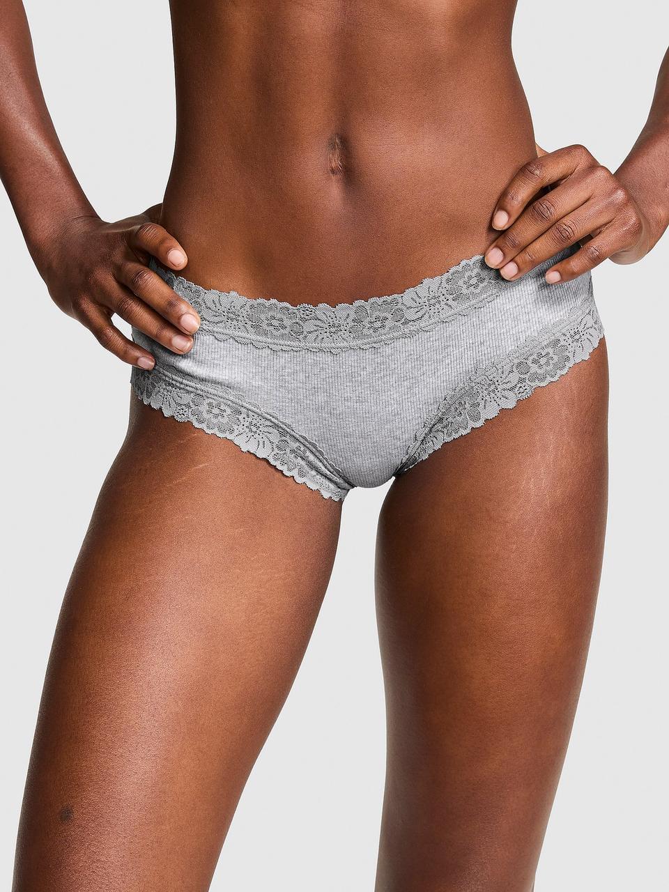 Трусики жіночі Victoria's Secret PINK Wink Lace-Trim Cheeky XS Сірий (2910975821)