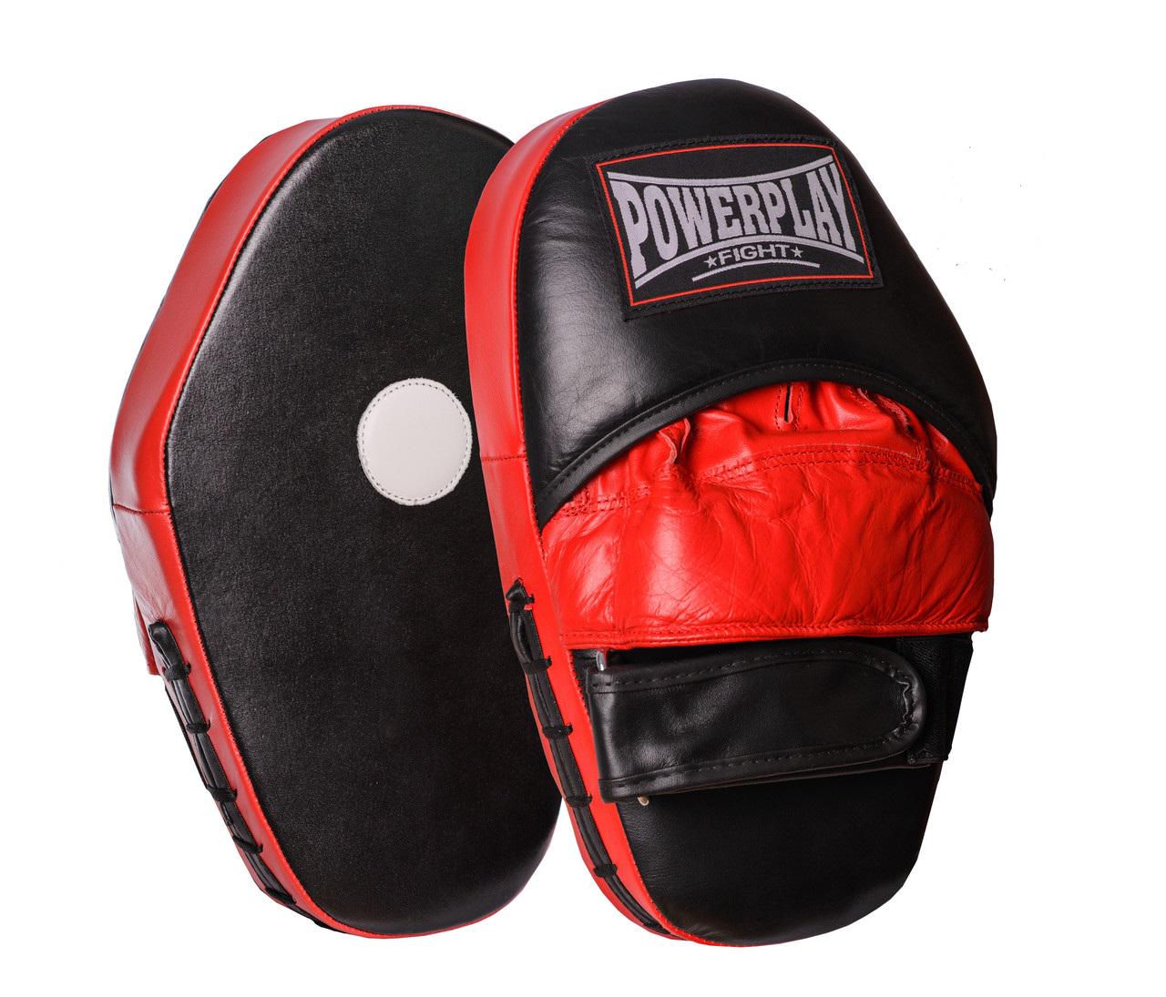 Боксерские Лапы PowerPlay 3063 кожа пара Черно-красный