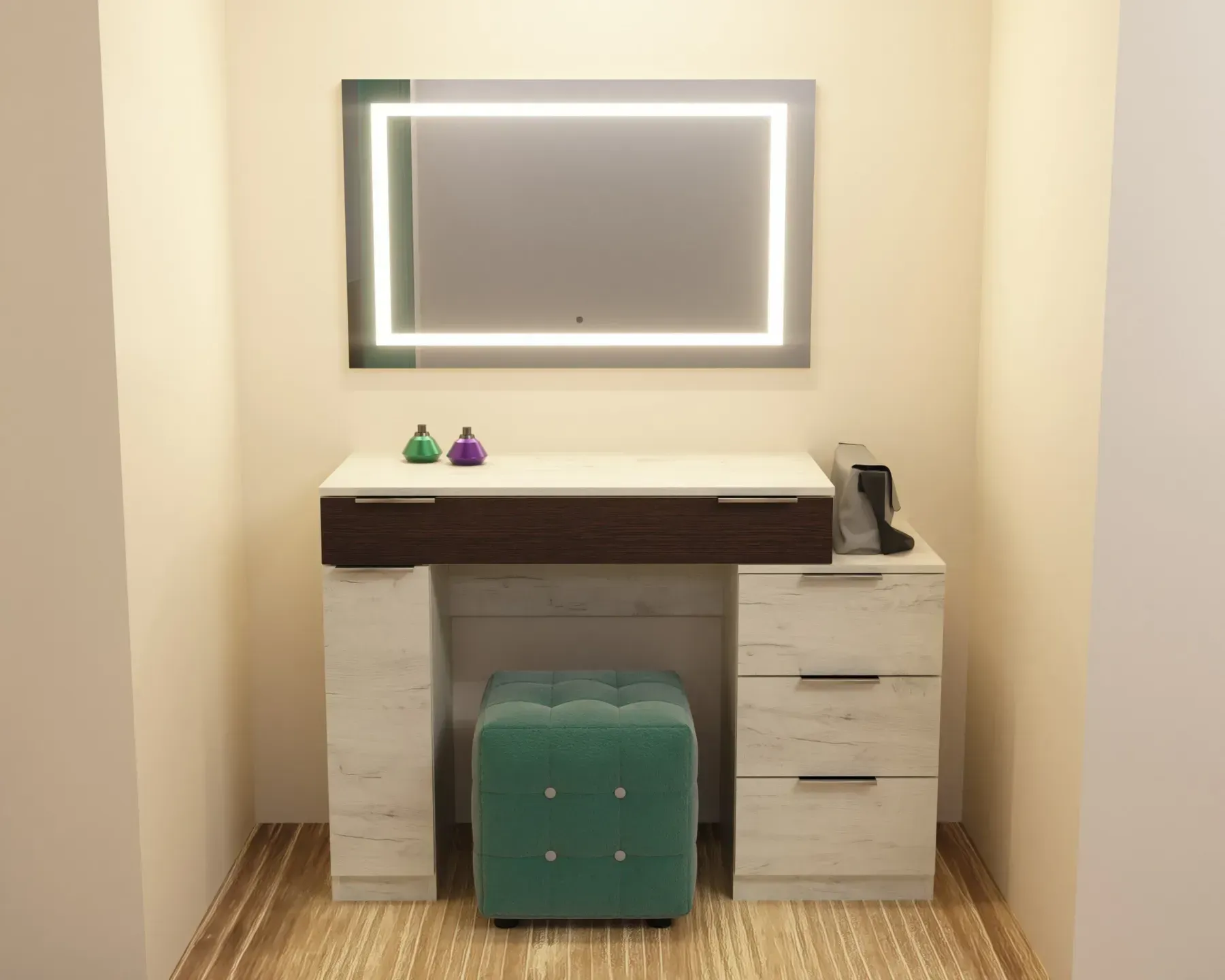 Стіл-трюмо туалетний Kontinent Krystal 1200х452х847 мм Дуб Крафт Білий/Венге Магія (59321435) - фото 1