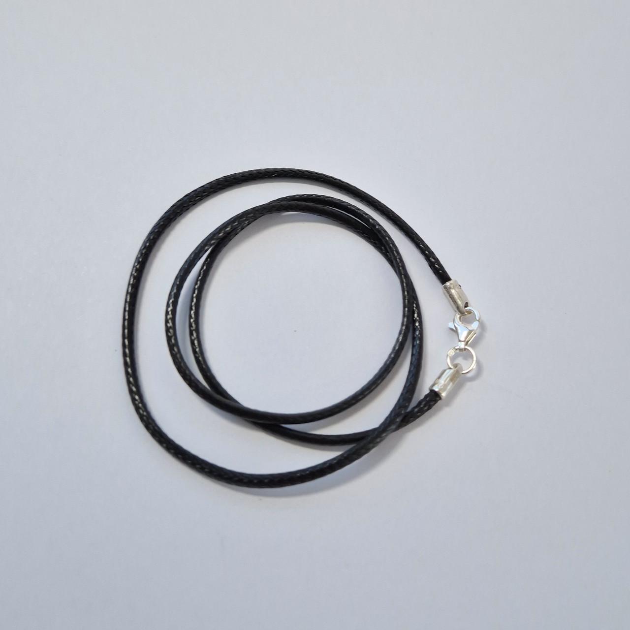 Шнурок на шею вощеная нить застежка серебро 925 пробы 1,04 г 2,3 мм 45 см (6010/2,3)