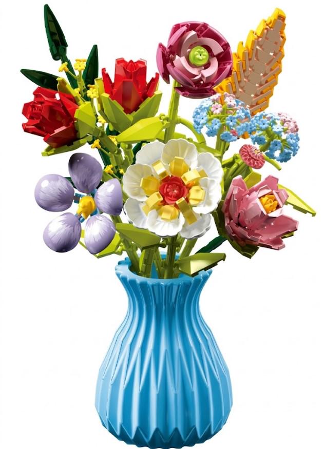 Конструктор для интерьера Field Luxury серия For You Букет в голубой вазе 691 деталь (2104619348)