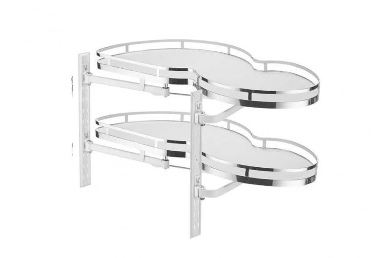 Полка фигурная угловая поворотная левая GTV CORNER MovixPro с дотягом плоский прут 900 мм Хром (KN-9-LCP)