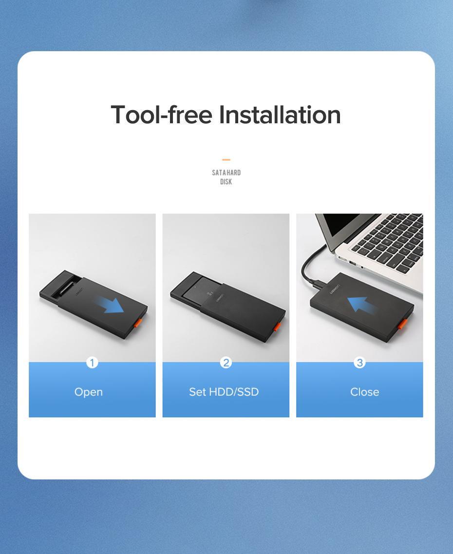 Корпус зовнішній для HDD SSD UGREEN 2.5" SATA III USB 3.0/5 Гбіт/с до 6 ТБ з кабелем Чорний (60353) - фото 18