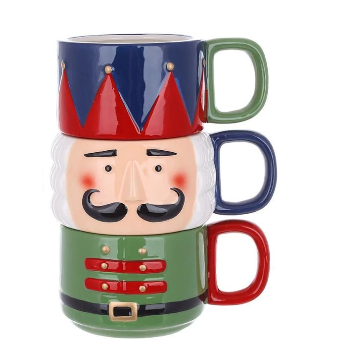 Набір кухлів керамічних Лускунчик 3 кружки 380 мл - фото 1 Набір кухлів керамічних Лускунчик 3 кружки 380 мл - фото 1