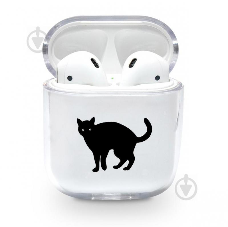 Прозрачный силиконовый чехол Apple AirPods с рисунком - Black cat (KAP1196)