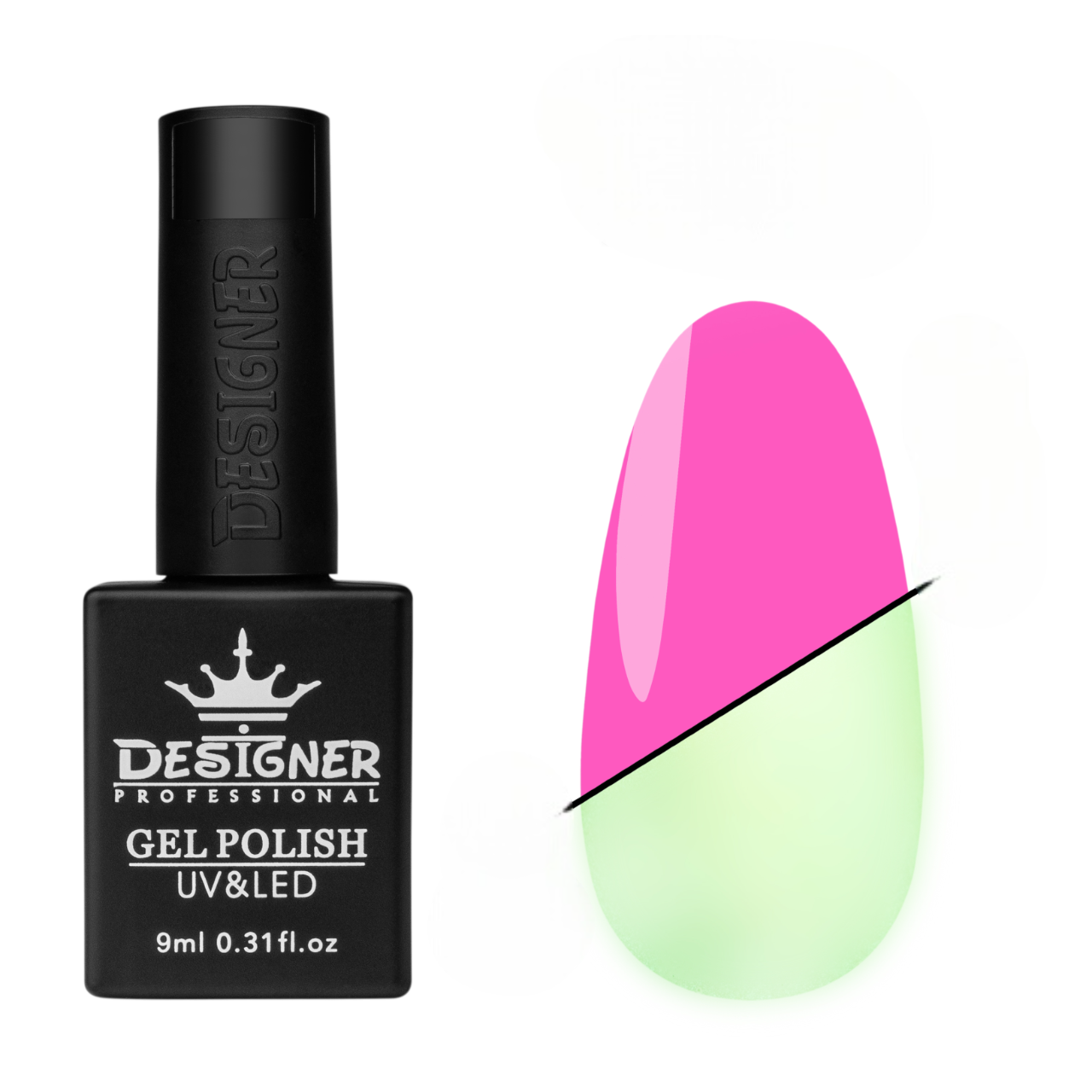 Гель-лак люмінесцентний Designer Professional Glow in the Dark 9 мл Рожевий 472