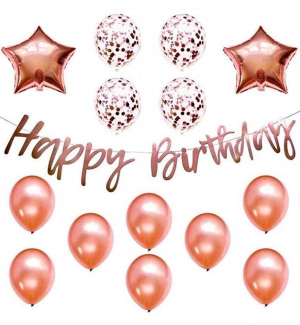 Воздушные шары Happy Birthday набор 15 шт. Pink/Gold (514078)