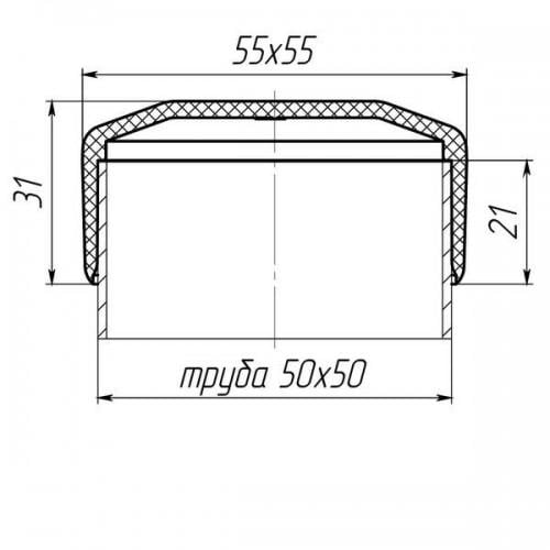 Заглушка Steelfix 50х50 мм зовнішня квадратна для труби (080654) - фото 2