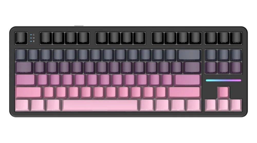 Клавиатура attack shark X87/наклейки укр раскладки 2.4G/Bluetooth/USB type-c RGB Подсветка Розово-черный