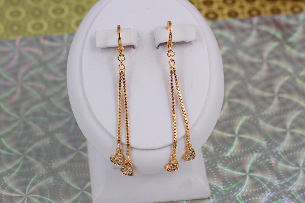 Серьги Xuping Jewelry Подвески сердечки 6,2 см Золотистый