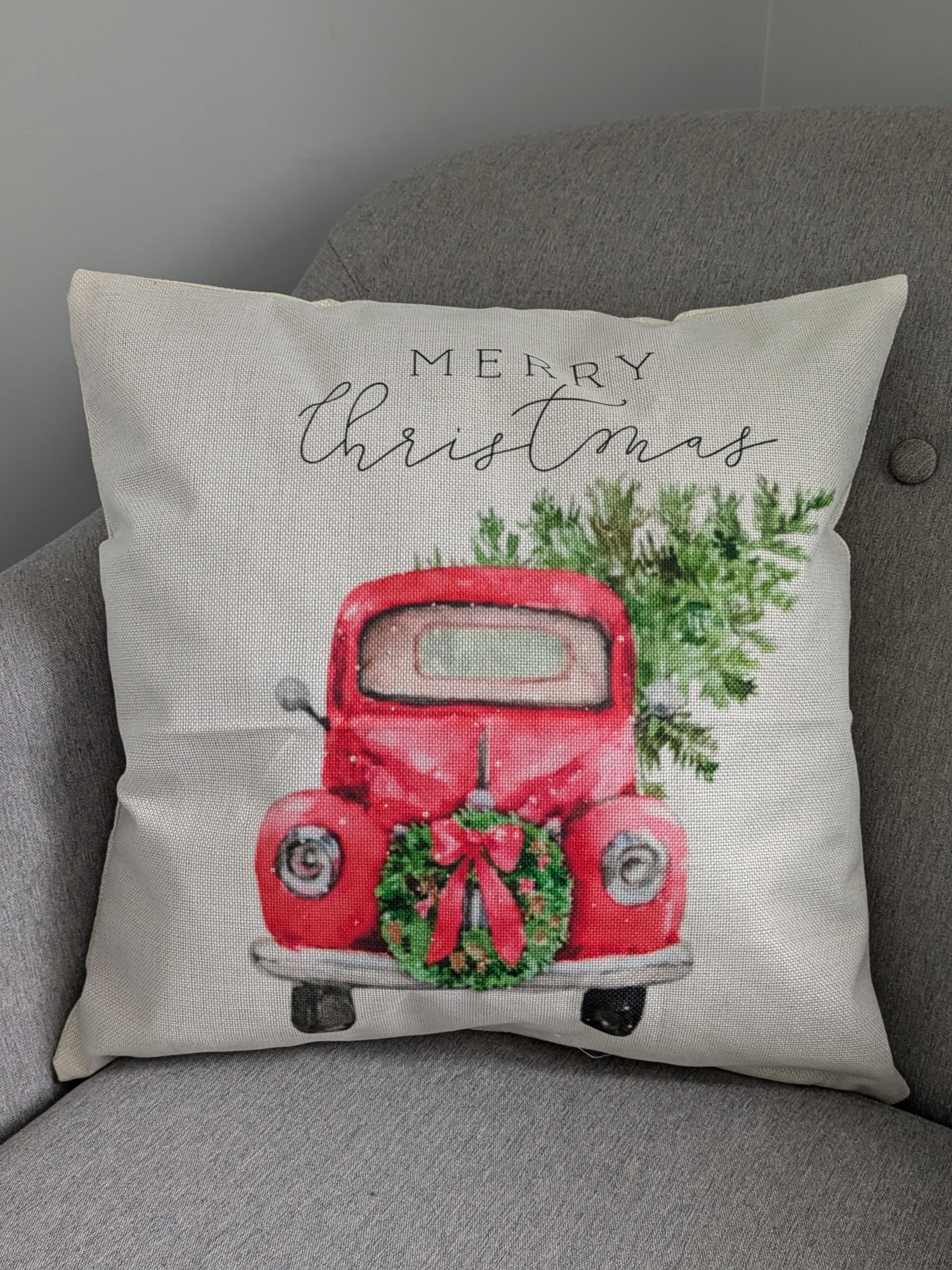 Наволочка новорічна Автомобіль акварельний 45х45 см (29506070)