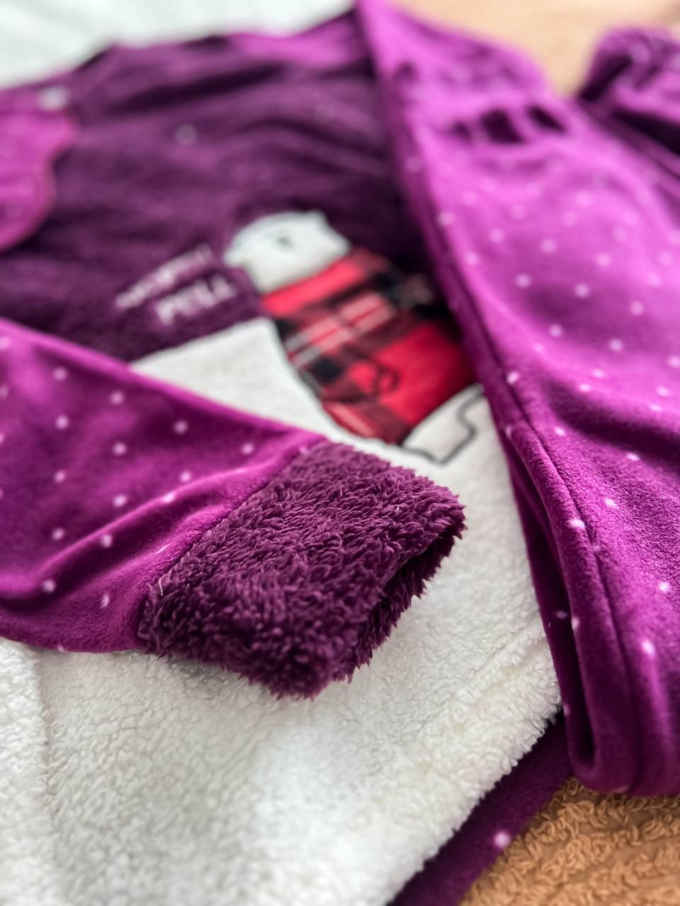 Пижама женская DO2190 на флисе с принтом XL Фиолетовый - фото 2