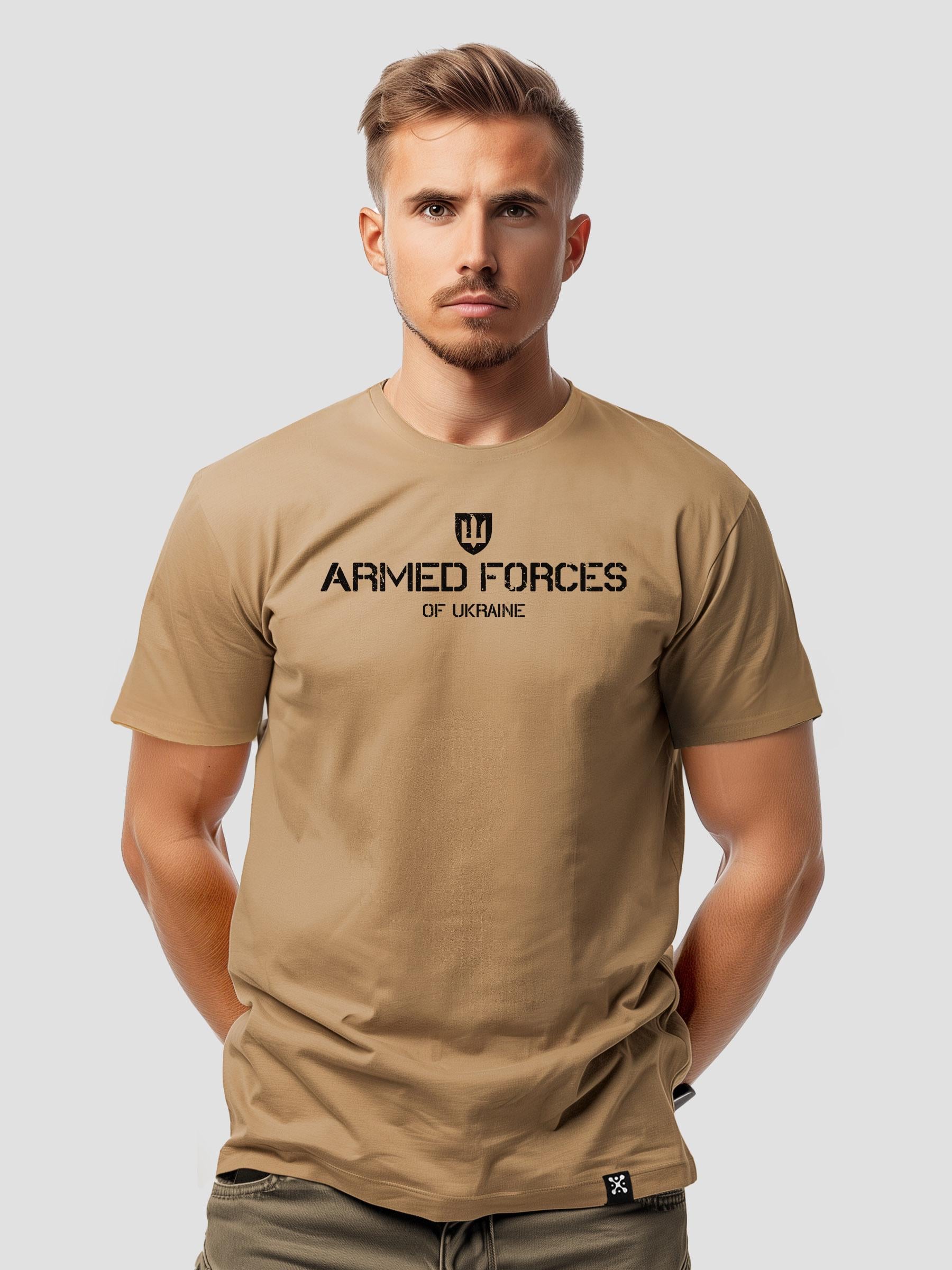 Футболка чоловіча "ARMED FORCES OF UKRAINE 2" M Капучино (AFM-TM-CAP-M)