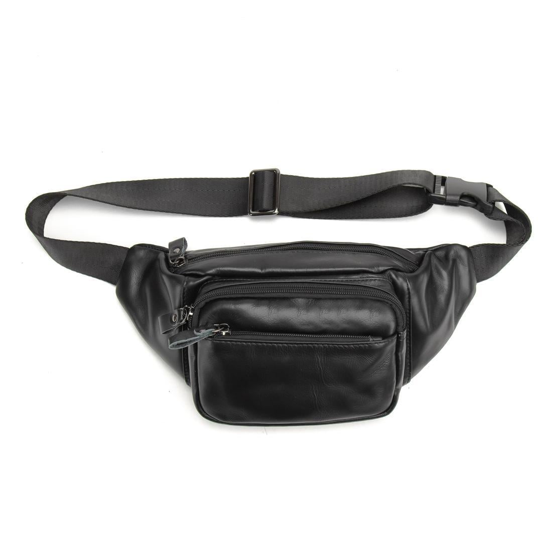 Поясная сумка из телячьей кожи Royal Bag t0186A Черный (7585)