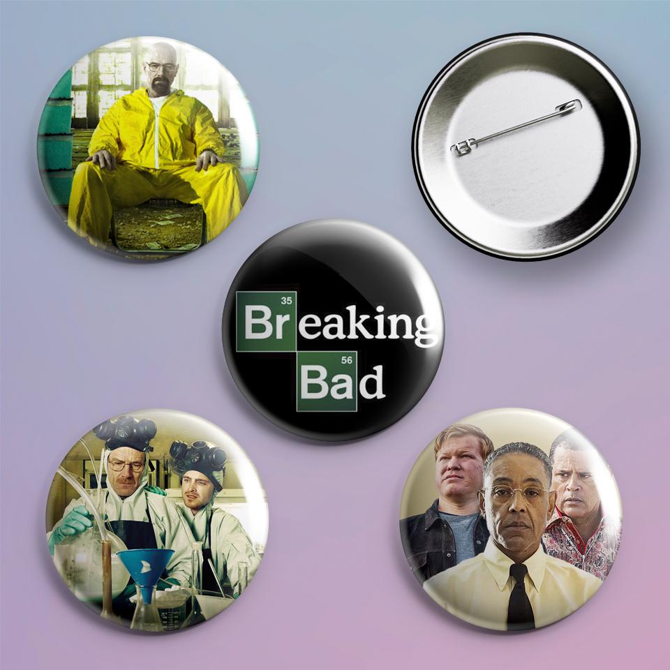 Значки на рюкзак с принтом Breaking Bad 4 шт.