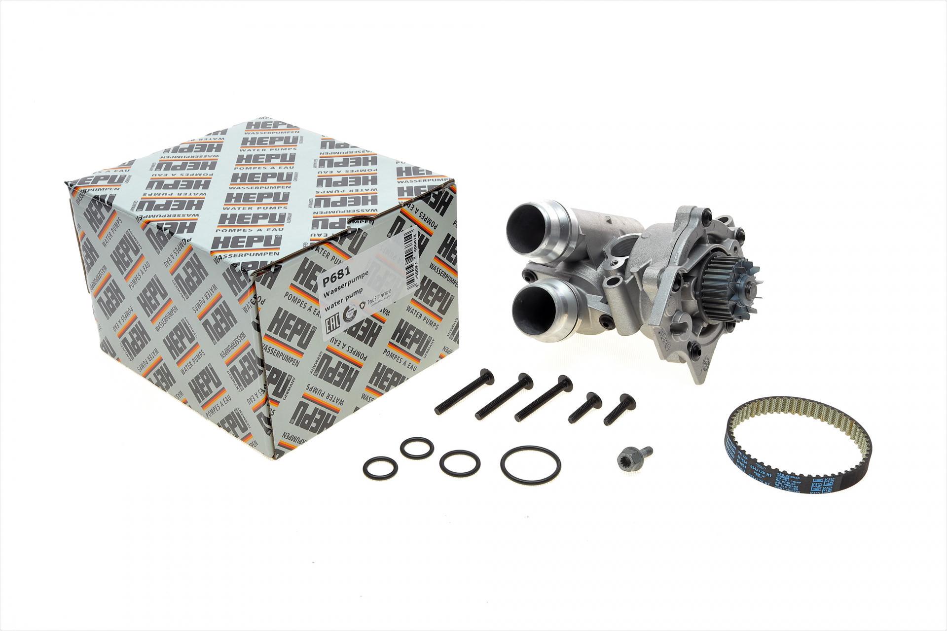 Водяная помпа Hepu Audi A3-A8/Skoda/Seat/VW 1.8-2.0FSI/TFSI 04- с термостатом и датчиком t (P681)