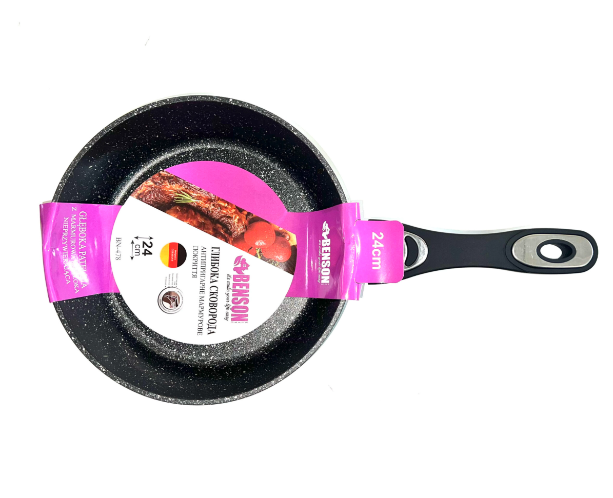 Сковорода глубокая Вenson BN-478 антипригарное мраморное покрытие Ø24x6,5 см (SKVRDD-003)