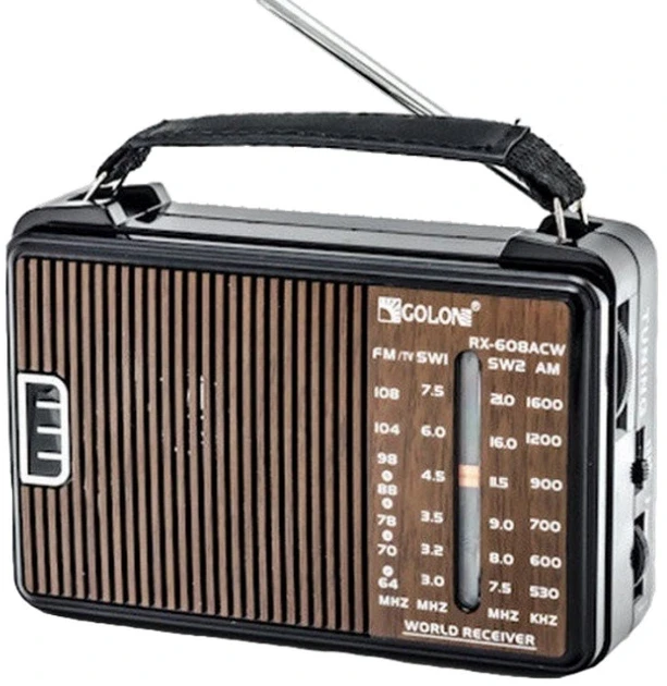 Радиоприемник Golon RX-608 портативный FM/AM/SW/TV Коричневый (MX-4738)