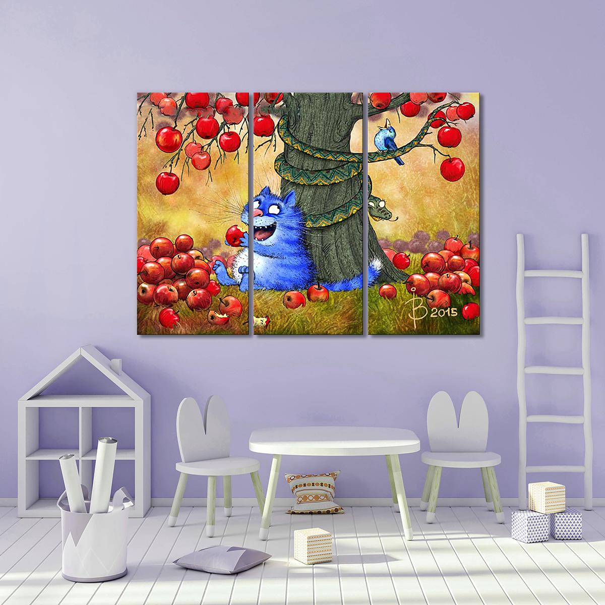 Модульная картина Райские яблочки 3 модуля 50x75 см