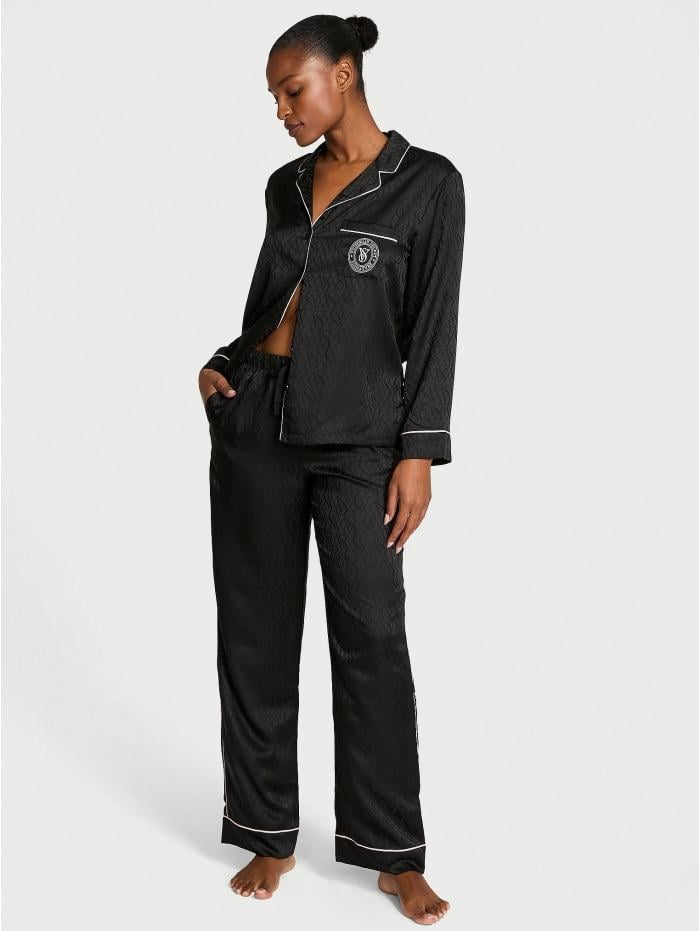 Пижама сатиновая Victoria's Secret Glazed Satin Shine Long Pajama Set Regular S Черный (27095135) Пижама сатиновая Victoria's Secret Glazed Satin Shine Long Pajama Set Regular S Черный (27095135)