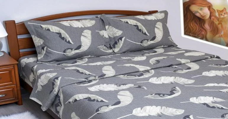 Комплект постельного белья Zastelli Перья бязь полуторный 145х210 см Серый (19961)