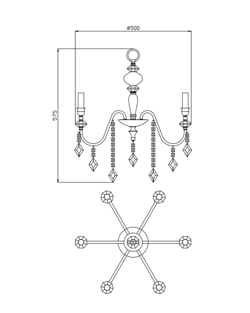 Люстра Edlin PL2417-6 Vanessa E14 6x12W IP20 Хром (32205346) - фото 8 Люстра Edlin PL2417-6 Vanessa E14 6x12W IP20 Хром (32205346) - фото 8
