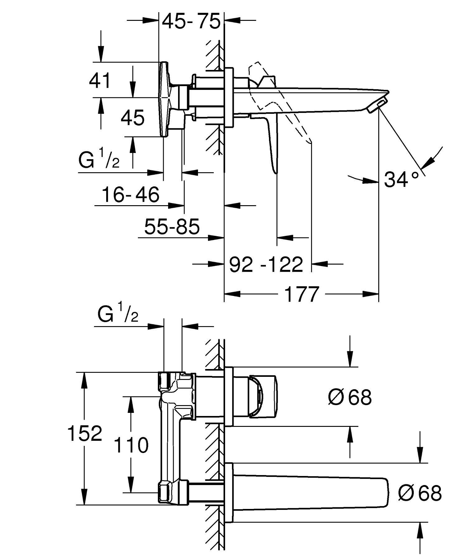 Смеситель для раковины Grohe BauLoop скрытого монтажа (20289001) - фото 5