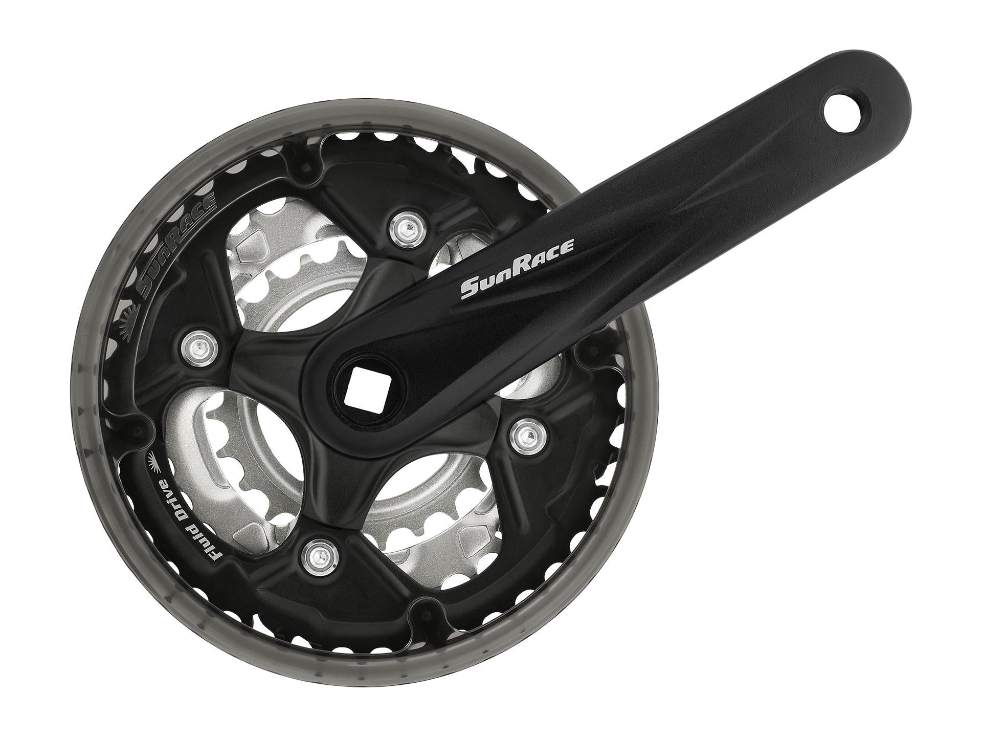 Шатун SUN RACE FCM500 24/34/42T CG защита цепи под квадрат L170 мм Черный/Серебристый (CHW-85-61)