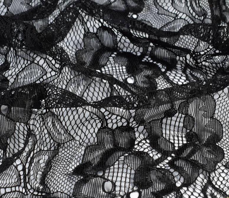 Тканина мереживне полотно стрейч квіти на сітці ширина 155 см Чорний (11135.065) - фото 1 Тканина мереживне полотно стрейч квіти на сітці ширина 155 см Чорний (11135.065) - фото 1