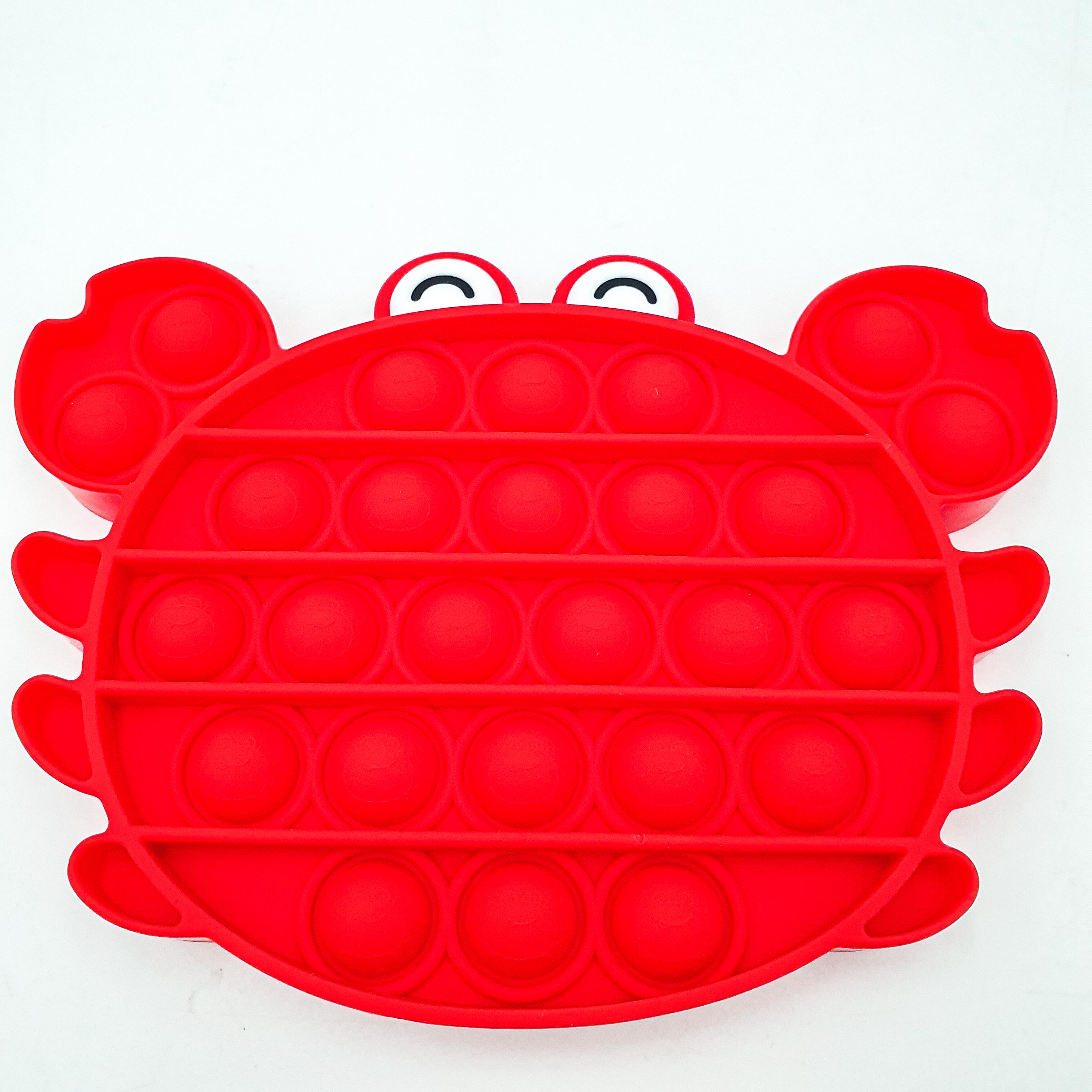 Сенсорная игрушка антистресс силиконовая бесконечная пупырка поп ит плотный UKC Pop It Fidget краб красный