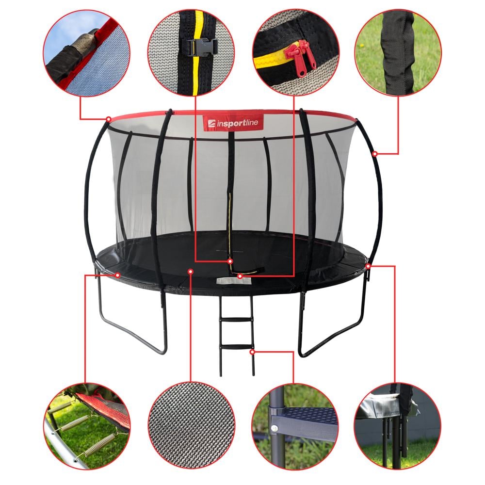 Батут inSPORTline Flea PRO с внутренней сеткой 430 см Черный (313697) - фото 2
