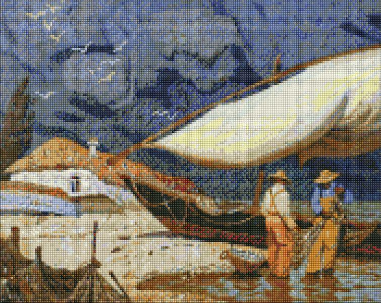Алмазная мозаика Идейка Рыбаки 40x50 см (Id-AMO7375)