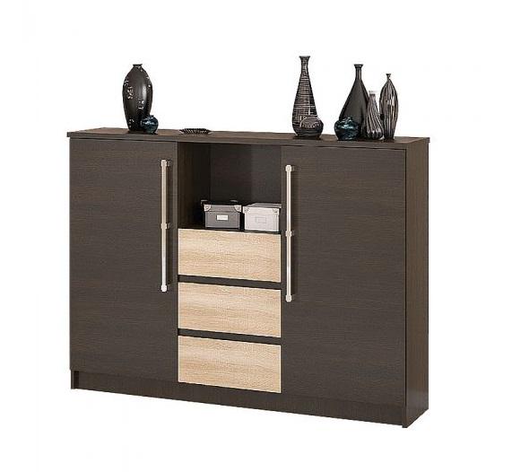 Комод Mebel Service Аляска 2Д3Ш Венге темный/Капучино глянец