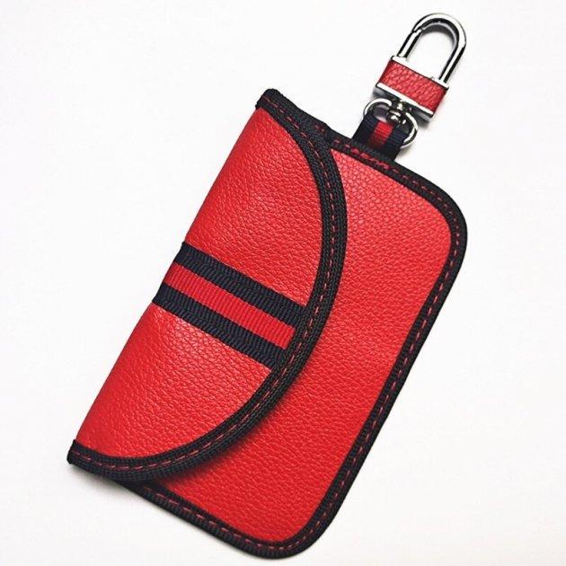 Чохол Фарадея для автомобільного ключа SUNROZ Faraday Stripe екрануючий від угону Red