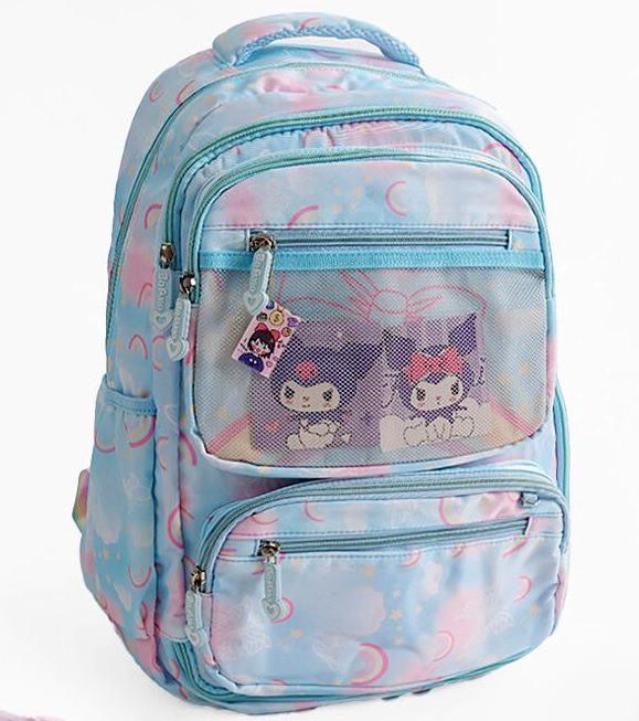 Школьный рюкзак детский Kuromi для девочки 2 отделения/6 карманов/на молнии 30х17х45 см (28443881)