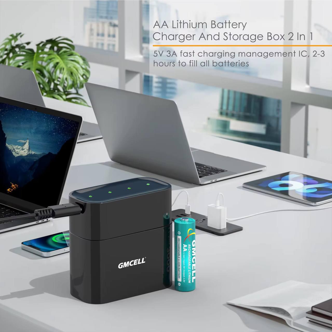 Зарядний пристрій для акумуляторних батарейок GMCELL Li-Ion USB комплект 4 АА 3600 mWh 1,5V 2400 mAh (BT01) - фото 4