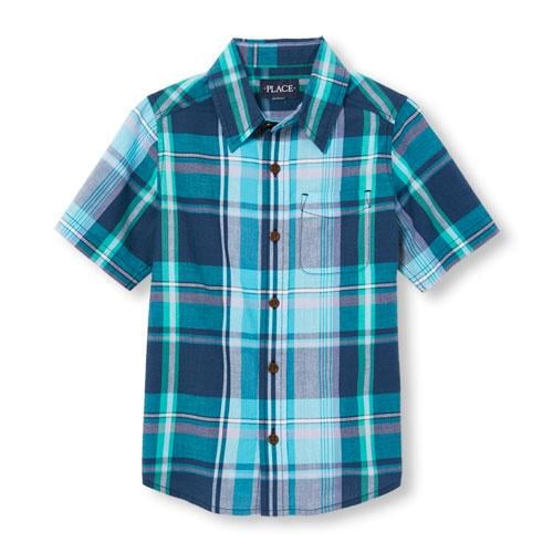 Сорочка для хлопчика в клітку з коротким рукавом 3-4 роки (0734-2)