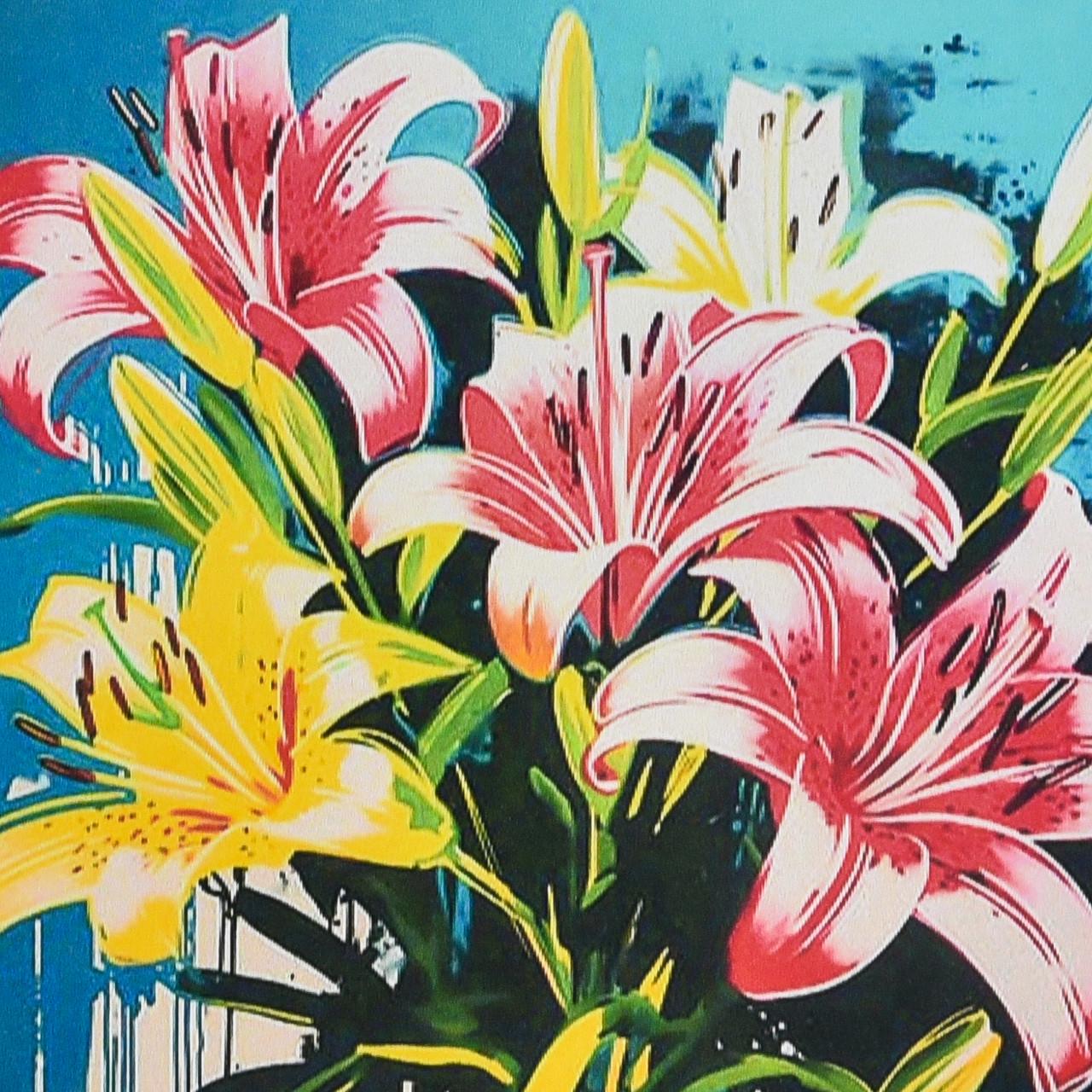 Алмазная мозаика Strateg Лилии в голубой тишине 30х30 см (HEE16315)