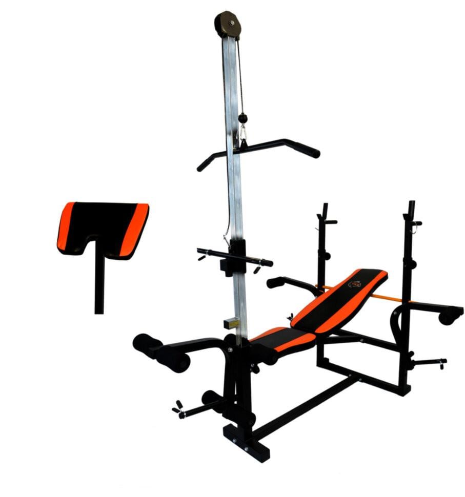 Скамейка для жима RN-Sport с тягой с 4 грифами и металлическими дисками 65 кг (2522949827_rn_2)