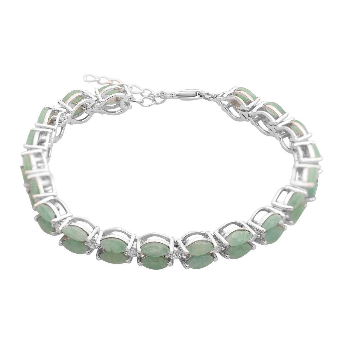 Браслет серебряный с натуральным изумрудом 10,345 ct 14,04 г 17 см (2166733)