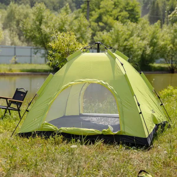 Палатка туристическая двухместная с автоматическим каркасом для походов и кемпинга 200х200х140 см Зеленая (147-107- LU-019M) - фото 3